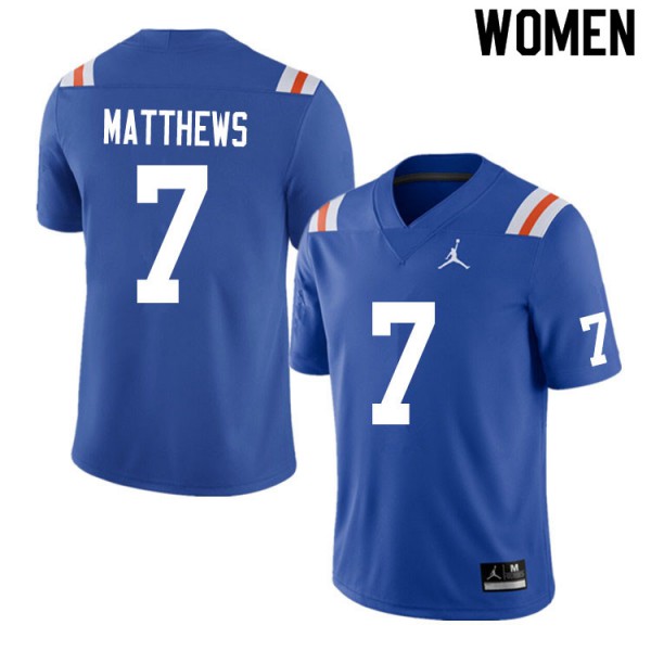 Women #7 Luke Matthews Florida Gators College Football Jersey Throwback